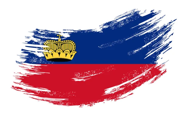 Bandera de Liechtenstein grunge brush background. Ilustración vectorial . — Archivo Imágenes Vectoriales