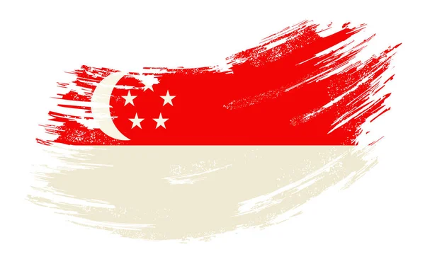 Bandera de Singapur grunge brush background. Ilustración vectorial . — Vector de stock