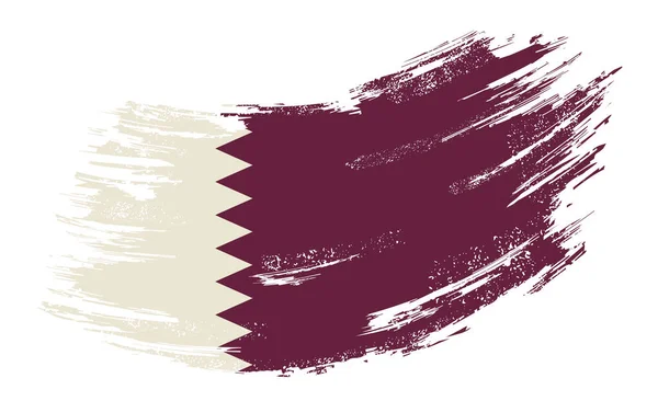 Qatari flag grunge brush background. Vector illustration. — Stok Vektör