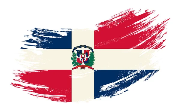 Dominican Republic flag grunge brush background. Vector illustration. — Stok Vektör