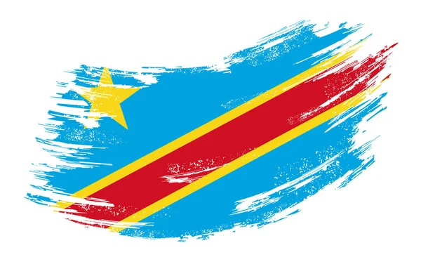Sfondo pennello grunge bandiera congolese. Illustrazione vettoriale . — Vettoriale Stock