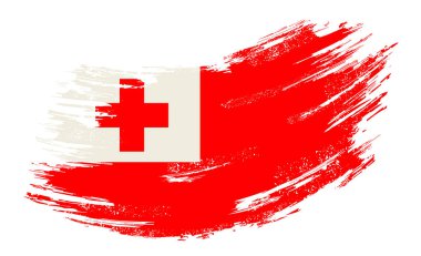 Tonga flag grunge brush background. Vector illustration.