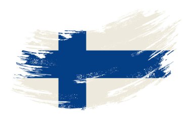 Finnish flag grunge brush background. Vector illustration.