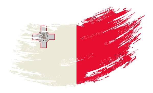 Maltese flag grunge brush background. Vector illustration. — Stock Vector