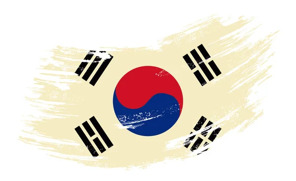 South Korean flag grunge brush background. Vector illustration. — 图库矢量图片