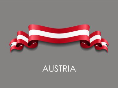 Avusturya bayrağı dalgalı kurdele arka planı. Vektör illüstrasyonu.