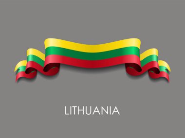 Litvanya bayrağı dalgalı kurdele arka planı. Vektör illüstrasyonu.
