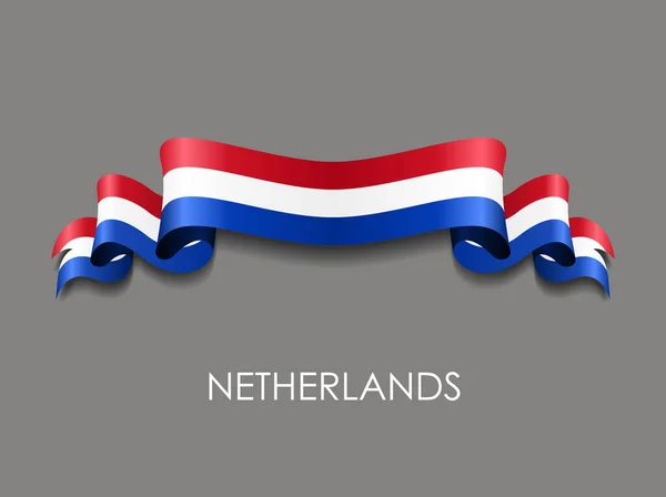 Dutch flag wavy ribbon background. Vector illustration. — Stock Vector