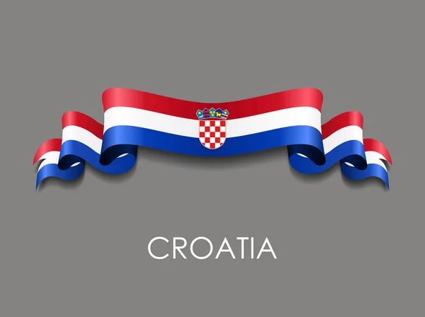 Κροατική σημαία κυματιστή κορδέλα φόντο. Εικονογράφηση διανύσματος. — Διανυσματικό Αρχείο