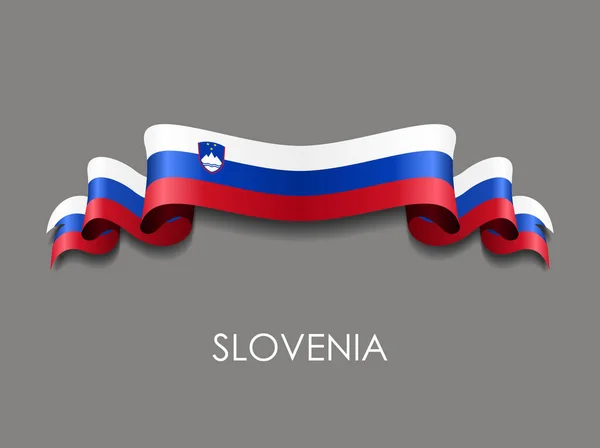 Slovenian flag wavy ribbon background. Vector illustration. — Stock Vector