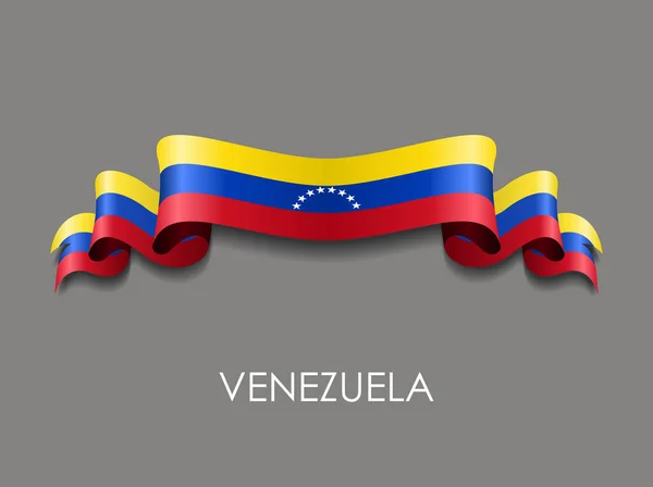 Bandeira venezuelana fundo fita ondulada. Ilustração vetorial . —  Vetores de Stock