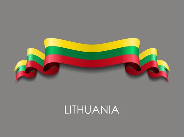 Litván zászló hullámos szalag háttér. Vektorillusztráció. — Stock Vector