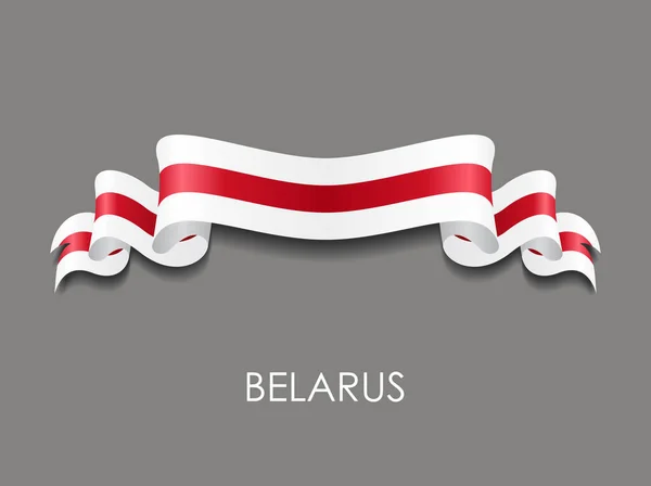 Pozadí běloruské vlajky s vlnitou stuhou. Vektorová ilustrace. — Stockový vektor