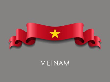 Vietnam bayrağı dalgalı kurdele arka planı. Vektör illüstrasyonu.