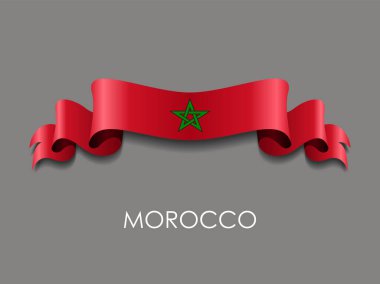 Moroccan flag wavy ribbon background. Vector illustration. clipart
