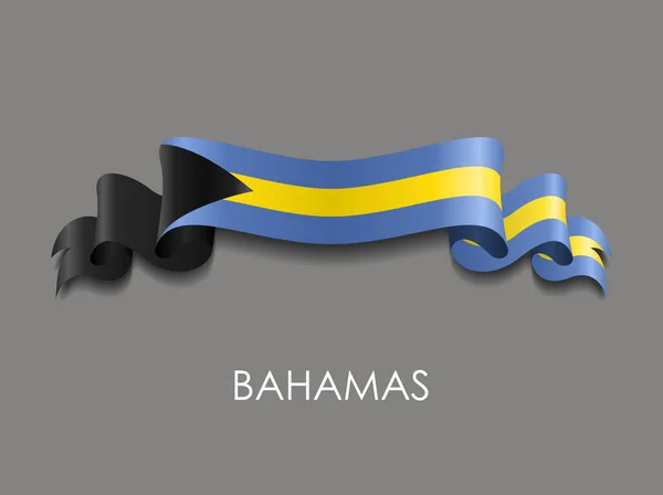 Bahamian Flagge welliges Band Hintergrund. Vektorillustration. — Stockvektor