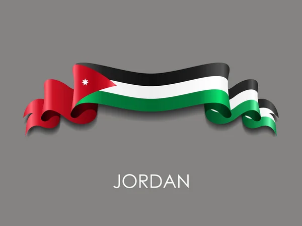Иорданский флаг волнистый ленточный фон. Векторная иллюстрация . — стоковый вектор