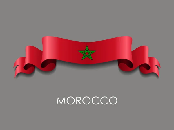 Moroccan flag wavy ribbon background. Vector illustration. — Stock Vector