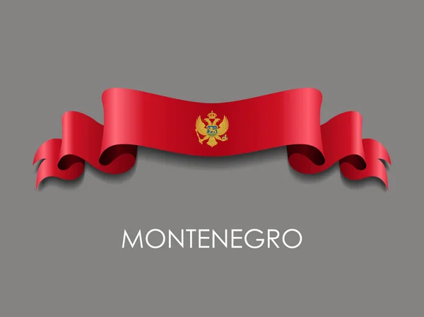 Bandeira montenegrina fundo fita ondulada. Ilustração vetorial . — Vetor de Stock