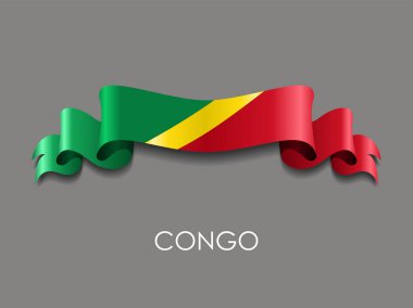 Kongo bayrağı dalgalı kurdele arka planı. Vektör illüstrasyonu.