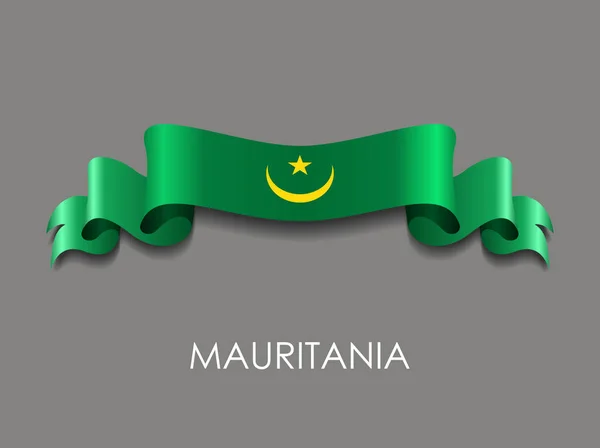 Mauritanian flag wavy ribbon background. Vector illustration. — Stock Vector