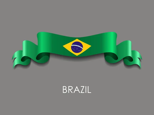 Bandeira brasileira fundo fita ondulada. Ilustração vetorial . — Vetor de Stock