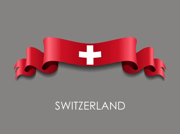 Ruban ondulé fond drapeau suisse. Illustration vectorielle . — Image vectorielle