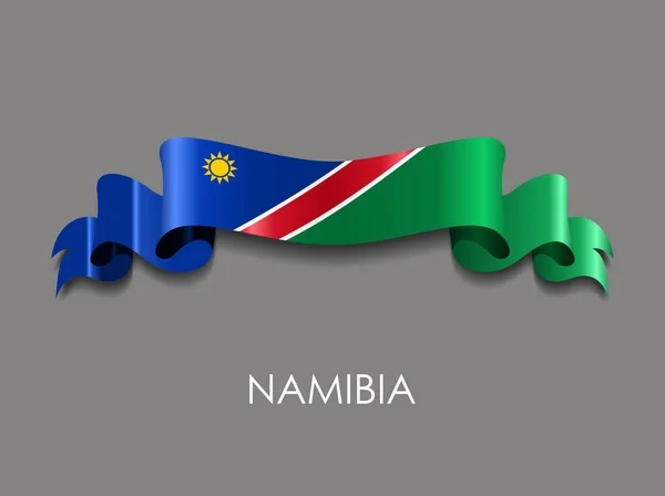 Bandeira da Namíbia fundo fita ondulada. Ilustração vetorial . — Vetor de Stock