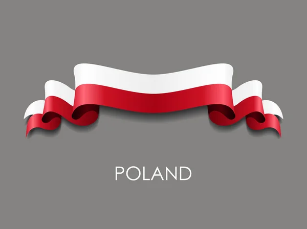 Polish flag wavy ribbon background. Vector illustration. — Stock Vector