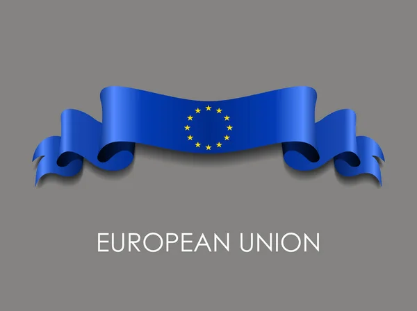 European Union flag wavy ribbon background. Vector illustration. — Stock Vector