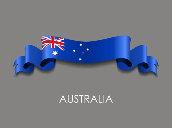 Australian flag wavy ribbon background. Vector illustration. — Stock Vector