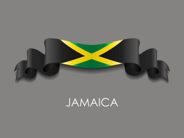 Jamaika bayrağı dalgalı kurdele arka planı. Vektör illüstrasyonu.