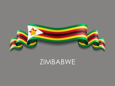 Zimbabve bayrak dalgalı kurdele arka planı. Vektör illüstrasyonu.