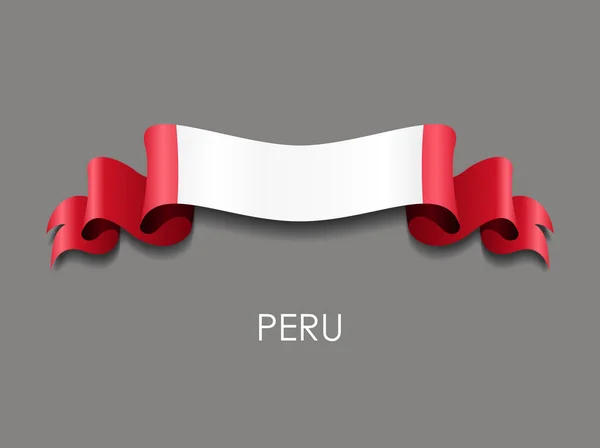 Latar belakang pita bergelombang bendera Peru. Ilustrasi vektor . - Stok Vektor