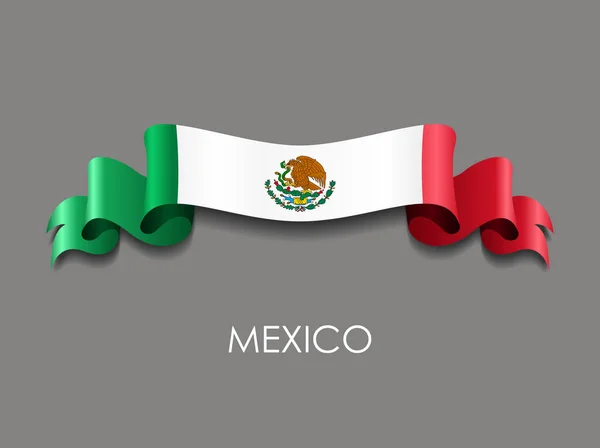 Mexicaanse vlag golvend lint achtergrond. Vectorillustratie. — Stockvector