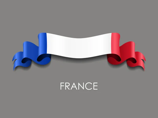 Francouzská vlajka vlnitá stuha pozadí. Vektorová ilustrace. — Stockový vektor