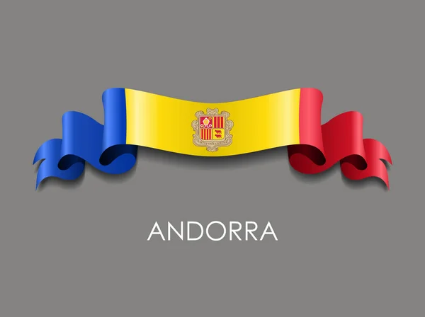 Σημαία της Ανδόρας κυματιστής κορδέλλας φόντο. Εικονογράφηση διάνυσμα. — Διανυσματικό Αρχείο