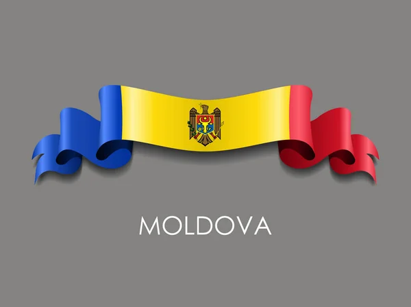 Moldaviens flagga vågiga band bakgrund. Vektorillustration. — Stock vektor