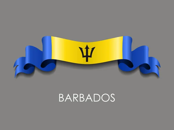 Barbados Flagge welliges Band Hintergrund. Vektorillustration. — Stockvektor