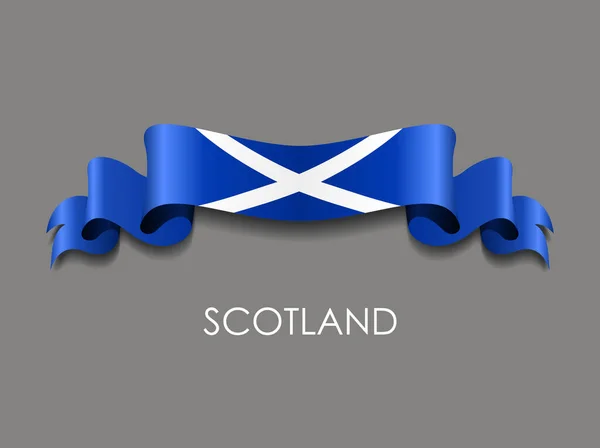 Scottish flag wavy ribbon background. Vector illustration. — Stock Vector