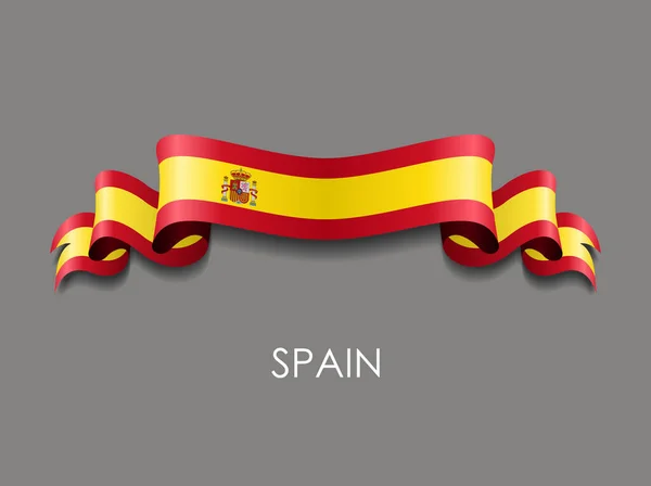 Ισπανική σημαία κυματιστής κορδέλλας φόντο. Εικονογράφηση διάνυσμα. — Διανυσματικό Αρχείο
