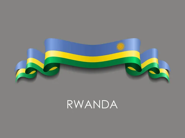 Ruanda bayrağı dalgalı kurdele arka planı. Vektör illüstrasyonu. — Stok Vektör