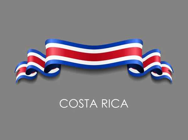 Bandiera Costa Rica sventolato nastro di sfondo. Illustrazione vettoriale . — Vettoriale Stock