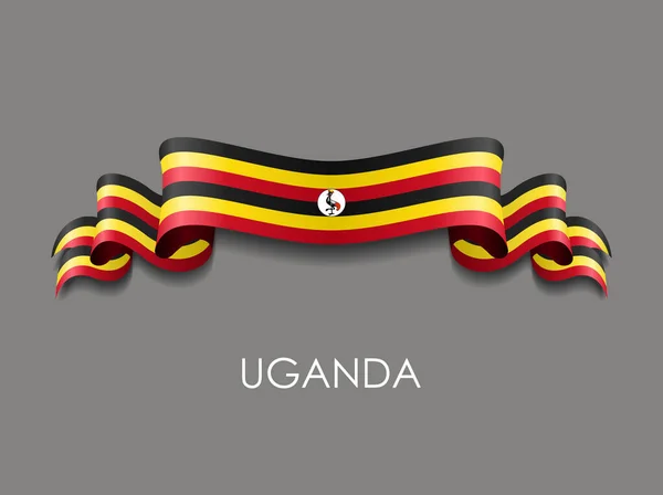 Bandeira ugandense fundo fita ondulada. Ilustração vetorial . —  Vetores de Stock