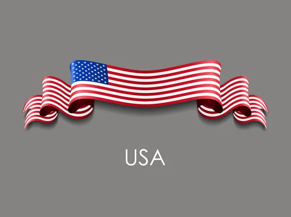 Amerikai zászló hullámos szalag háttér. Vektoros illusztráció. — Stock Vector