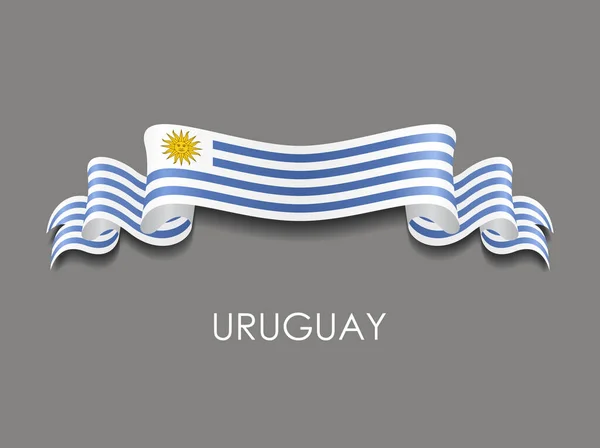 Fondo ondulado de la cinta de bandera uruguaya. Ilustración vectorial . — Archivo Imágenes Vectoriales