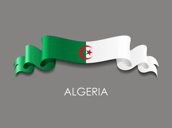 Algerian flag wavy ribbon background. Vector illustration. — Stock Vector