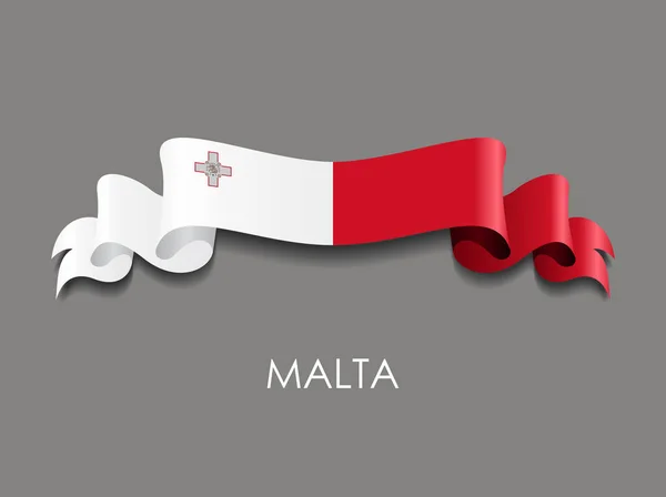 Drapeau maltais fond de ruban ondulé. Illustration vectorielle . — Image vectorielle