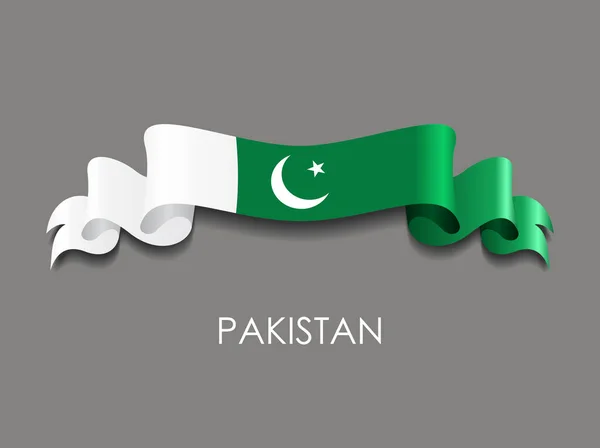 Pakistanische Flagge welliges Band Hintergrund. Vektorillustration. — Stockvektor