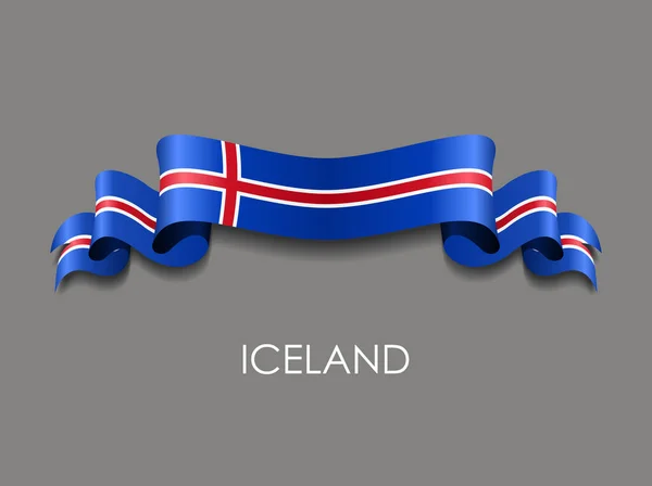 Icelandic flag wavy ribbon background. Vector illustration. — Stock Vector